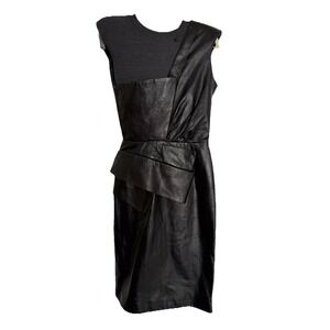 SPORTMAX Defile - Made In Italy - Lamb Leather And‎ Wool Dress Size 2 Flaws
